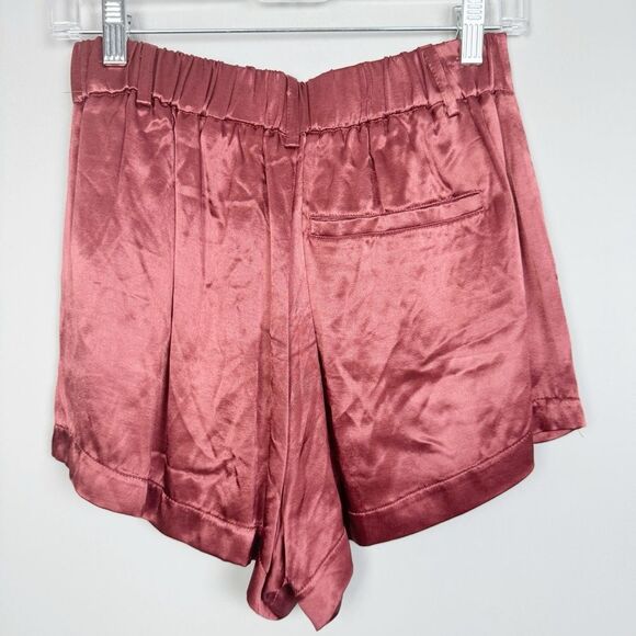 FREE PEOPLE | Roma Rust Satin Look Shorts Cherry Mahogany Women’s Size Small - Picture 8 of 10